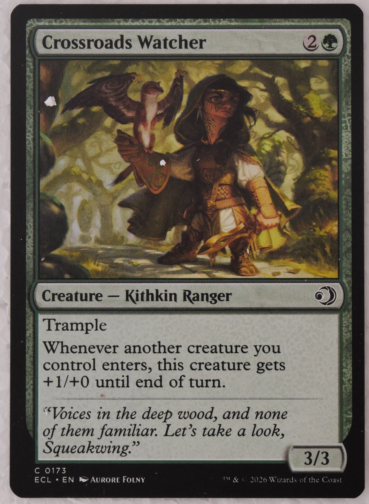 Crossroads Watcher MTG ECL 0173 regular finish Kithkin Ranger creature card