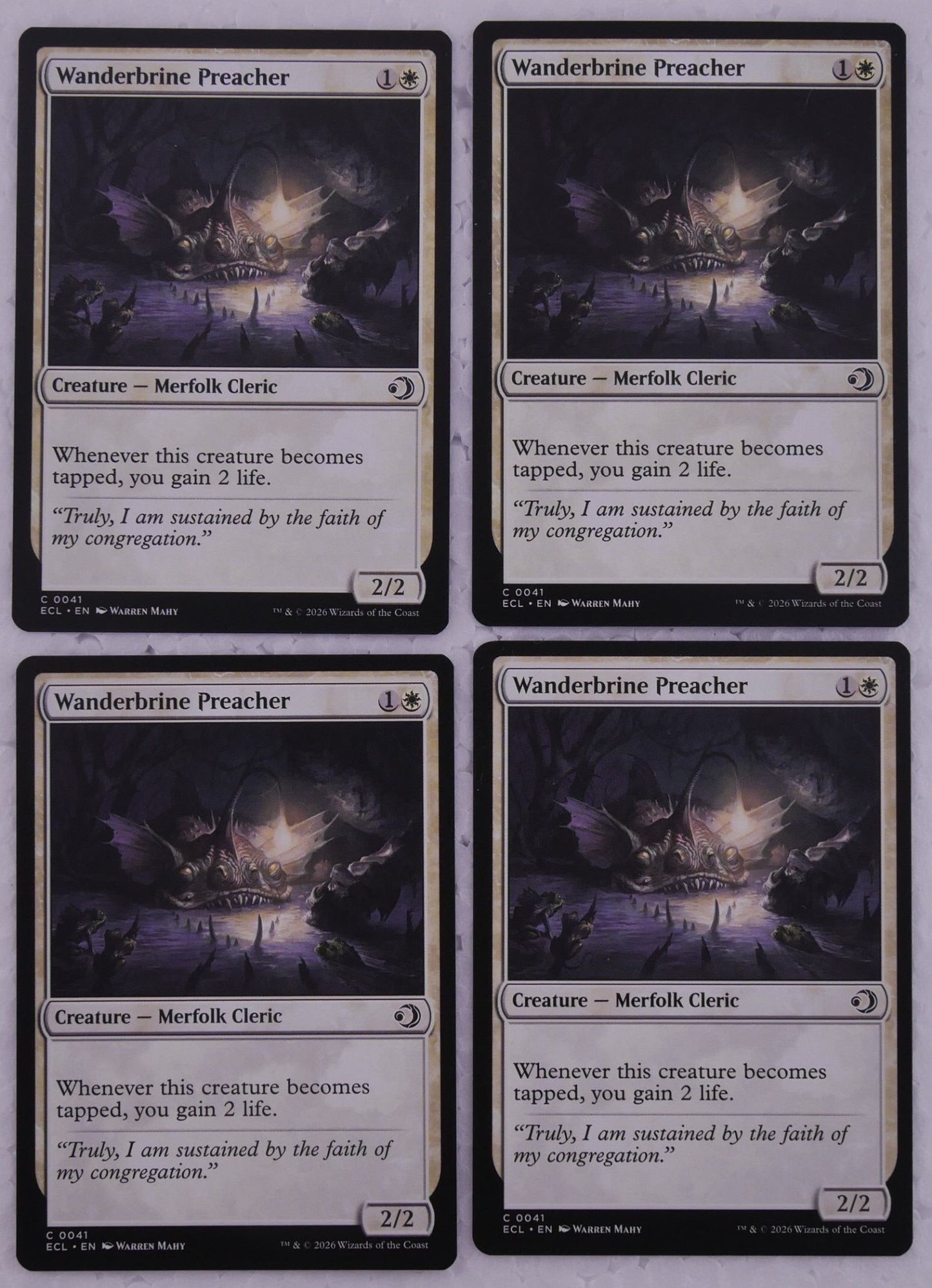 Wanderbrine Preacher ECL 0041 MTG x4 playset, regular finish non-foil Merfolk Cleric — DM Vault Co