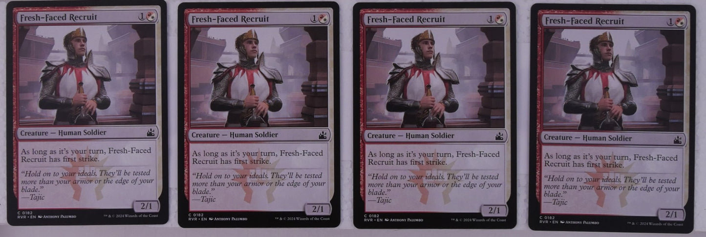 Fresh-Faced Recruit x4 RVR 182 Magic the Gathering Human Soldier creature playset.