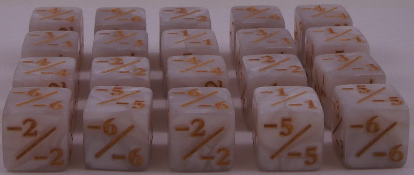 MTG -1/-1 Counter Dice 20pc White Pearl D6 Commander Token Set