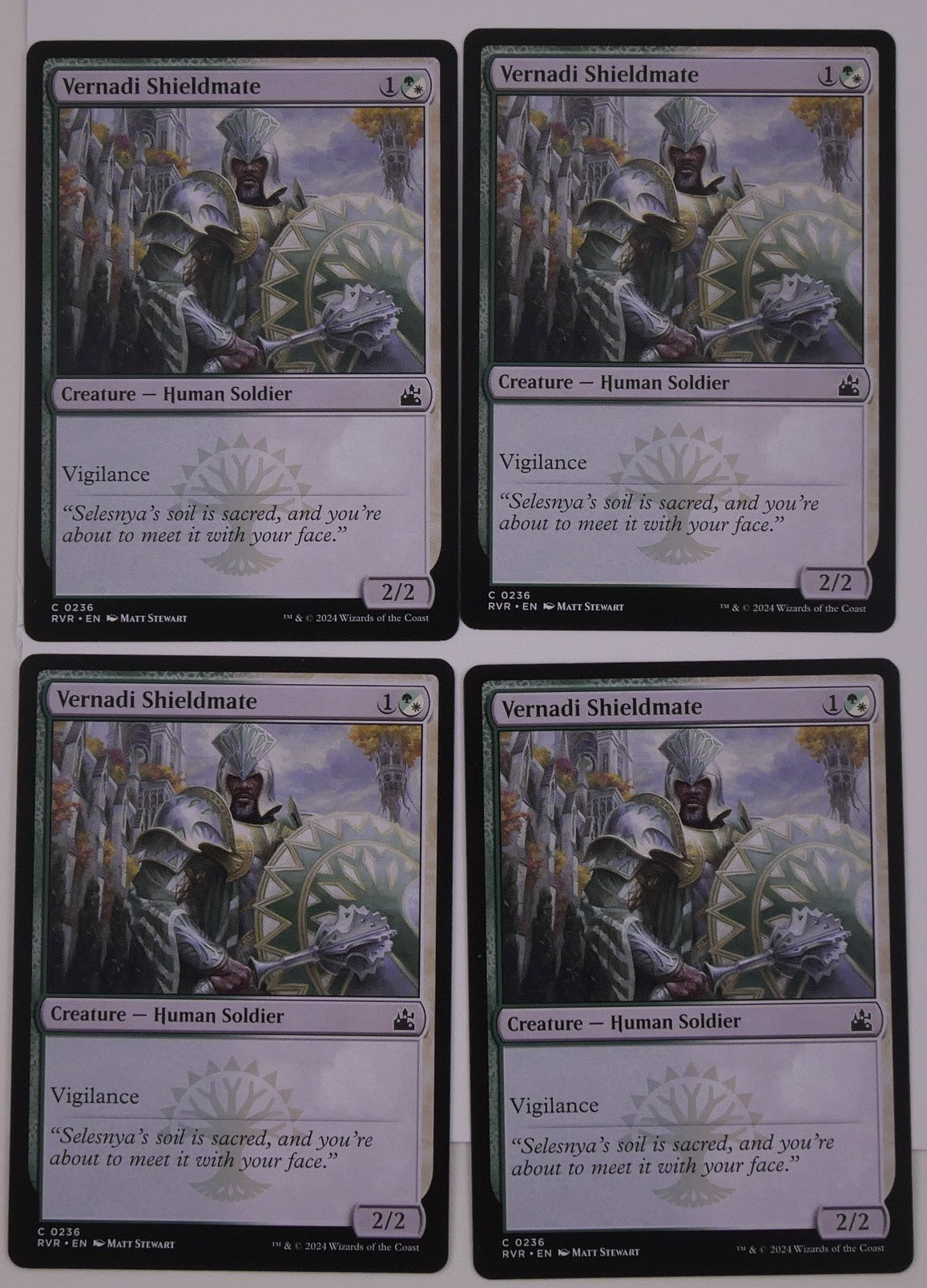 Vernadi Shieldmate x4 regular finish from Ravnica Remastered RVR 0236 MTG card lot by DM Vault Co