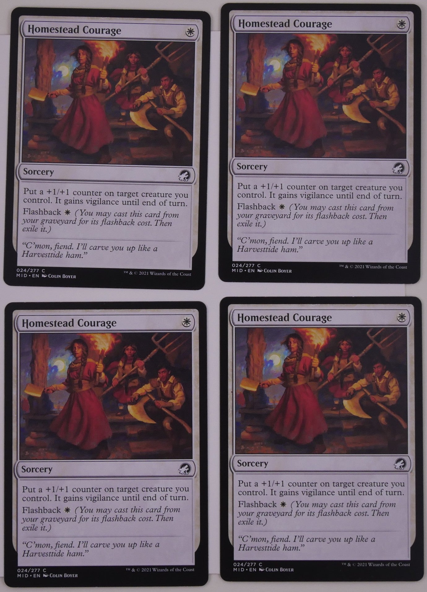 Homestead Courage x4 regular finish from Innistrad Midnight Hunt MID 024 MTG card lot by DM Vault Co