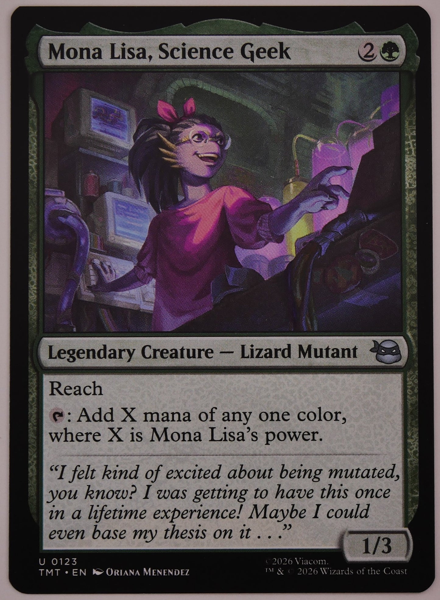 Mona Lisa Science Geek TMT 123 regular finish MTG legendary mutant card from DM Vault Co