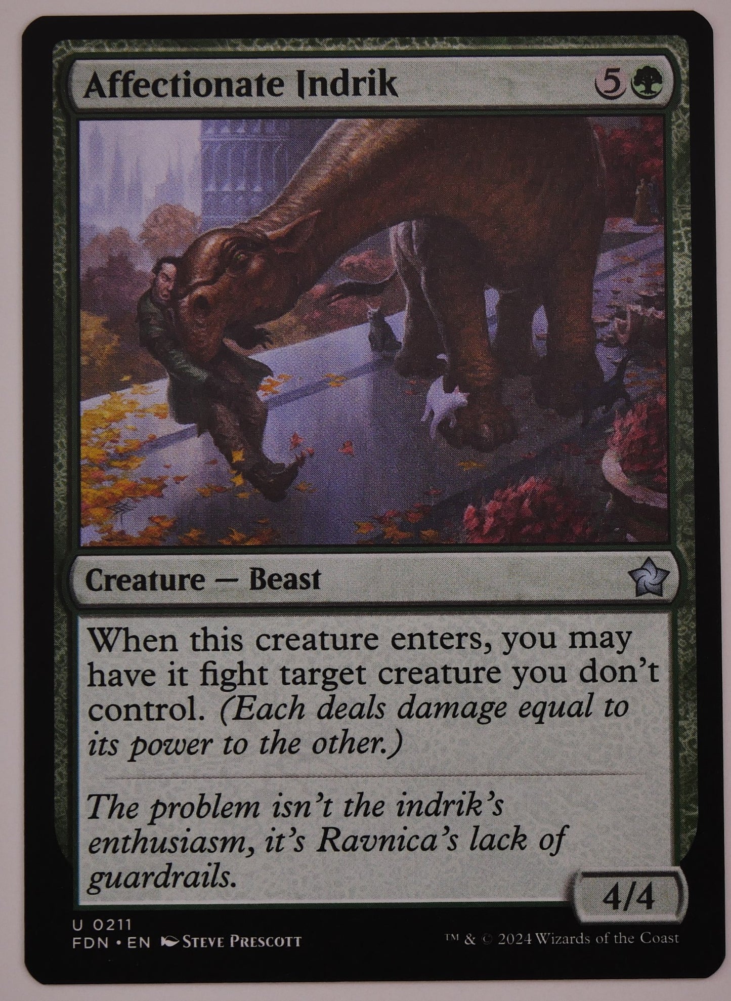 Affectionate Indrik FDN 211 regular finish MTG Beast creature card