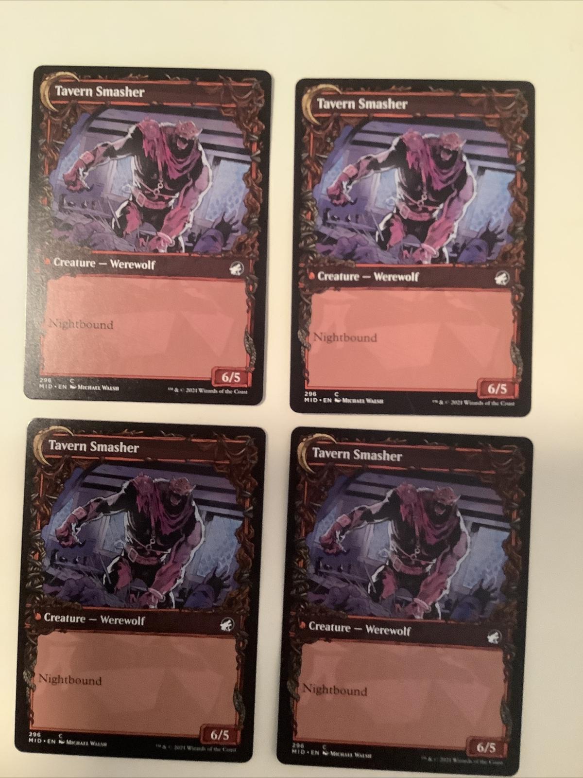 MTG MID Tavern Ruffian Tavern Smasher Showcase x4 Common Werewolf