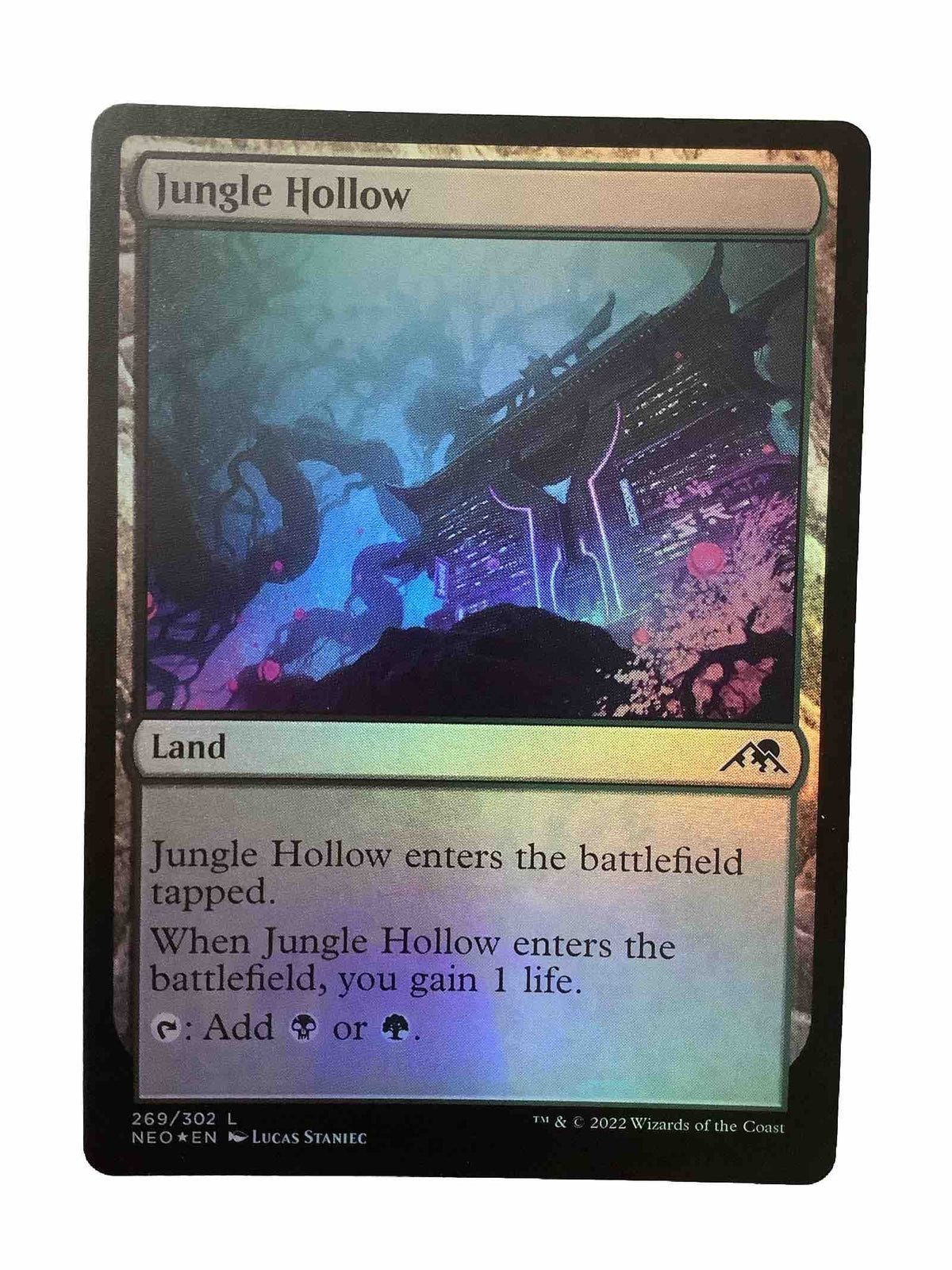 Jungle Hollow MTG foil NEO 269 black green dual land lifegain Kamigawa Neon Dynasty