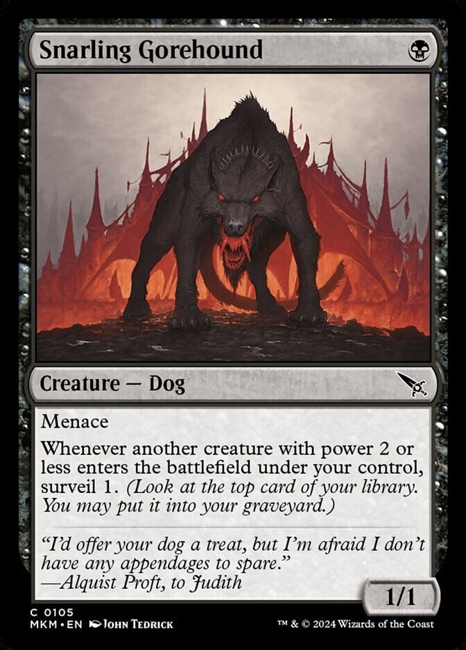 Snarling Gorehound Murders at Karlov Manor foil MTG creature card