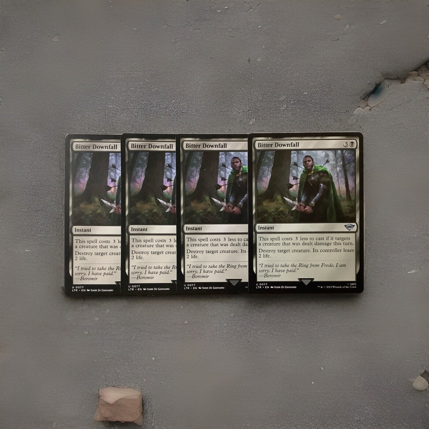 Bitter Downfall LTR 077 Magic the Gathering instant removal card playset of four.