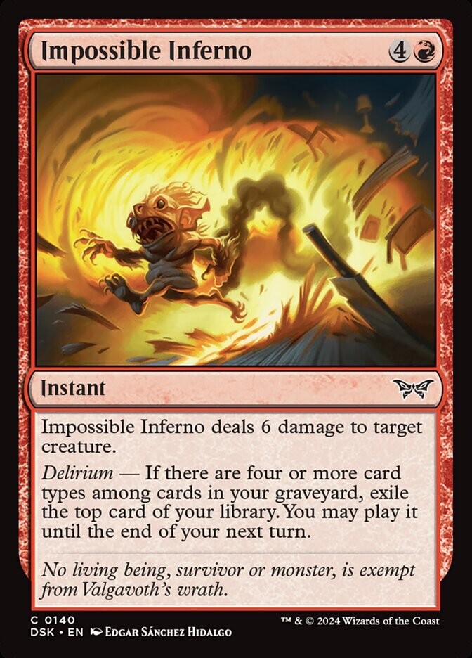Impossible Inferno #140 Regular Finish from Duskmourn: House of Horror.