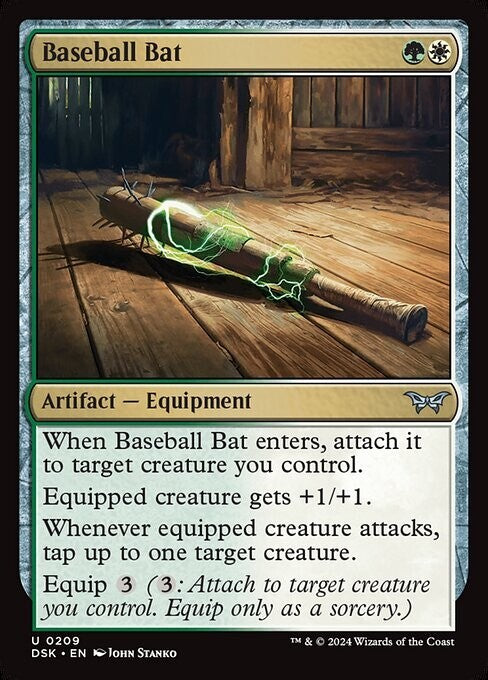 Baseball Bat DSK 209 regular finish Equipment card from Duskmourn House of Horror MTG