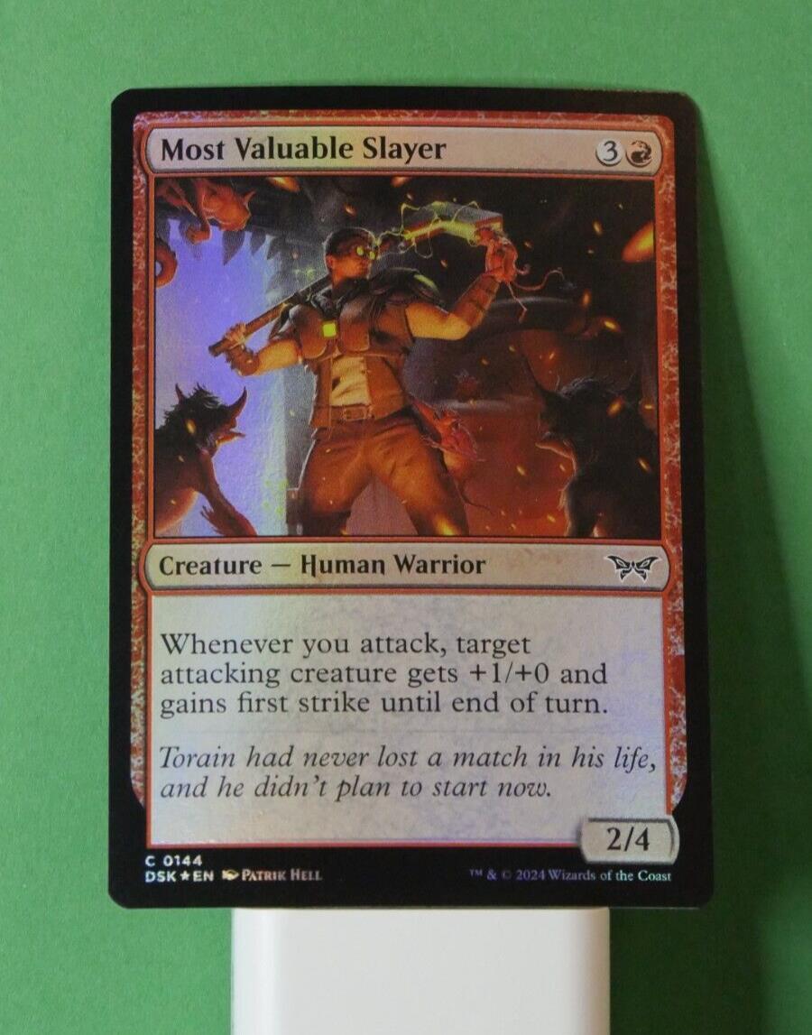 Most Valuable Slayer foil Magic the Gathering card from Duskmourn House of Horror