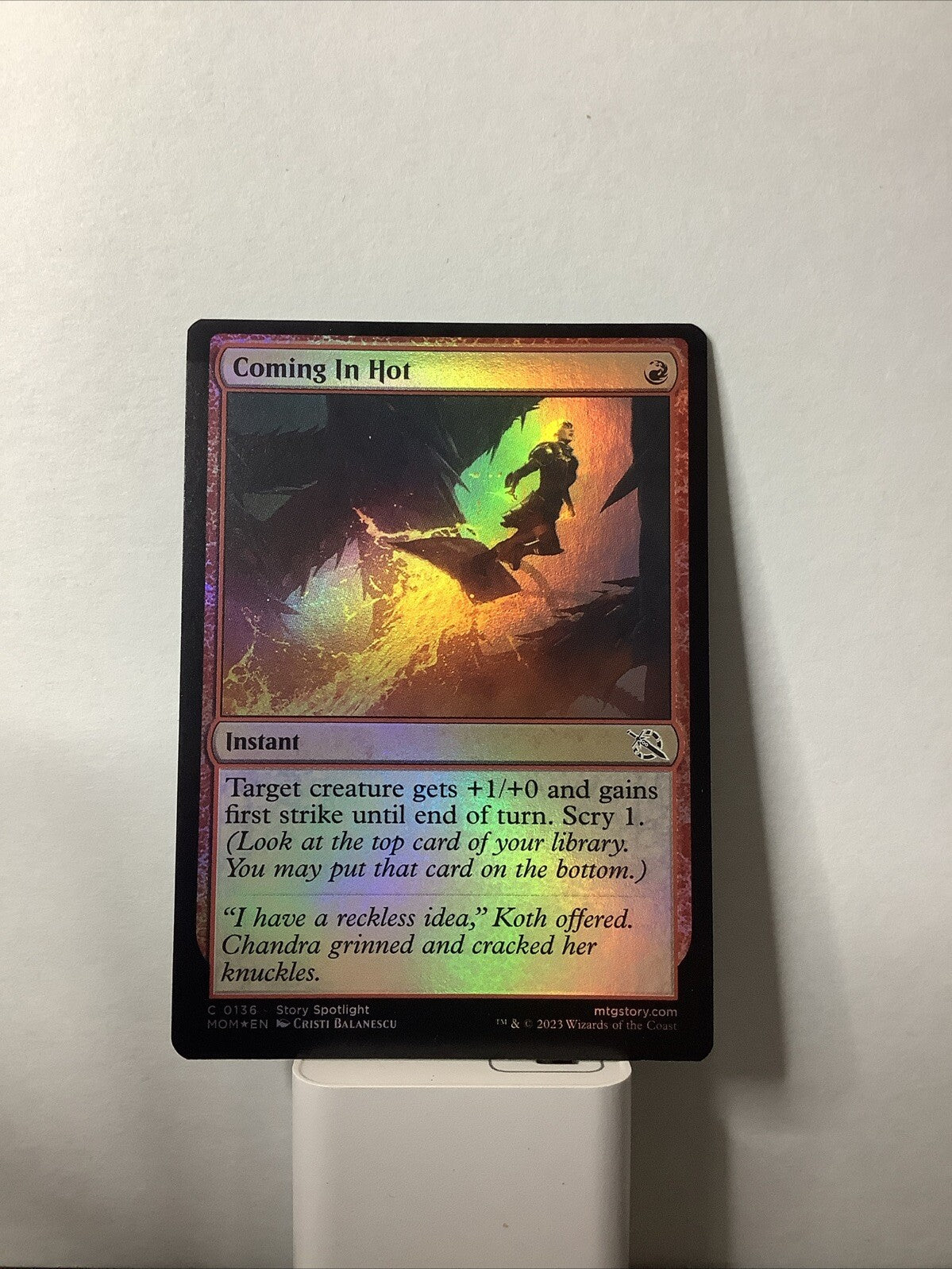 March of the Machine Coming In Hot Story Spotlight #136 in foil finish.