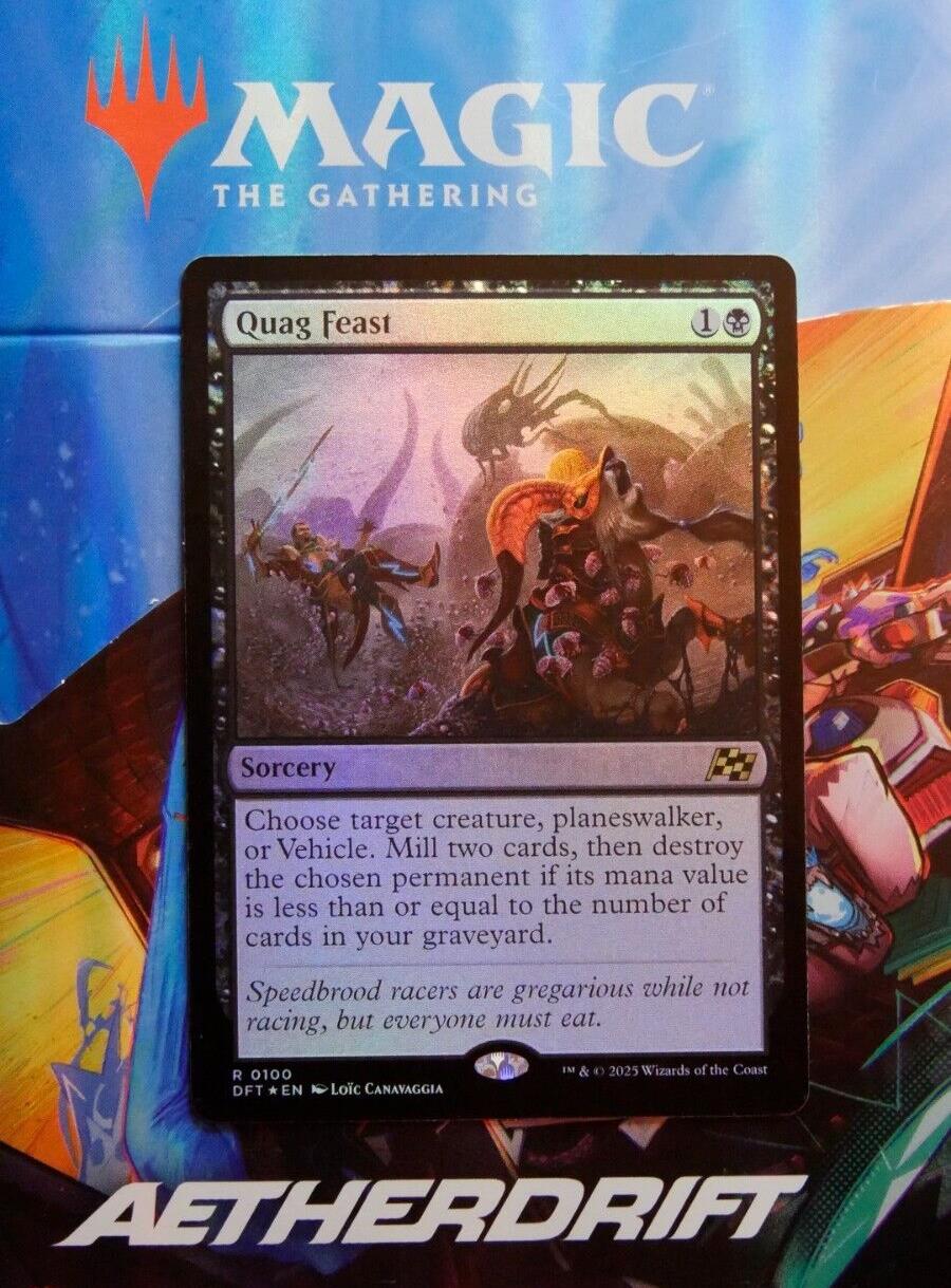 Quag Feast DFT 100 Foil MTG rare sorcery with self-mill, graveyard synergy, and scalable creature, planeswalker, or Vehicle removal.