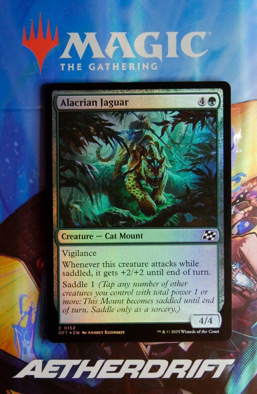 Alacrian Jaguar Foil DFT 152 MTG card. Foil Cat Mount from Aetherdrift.