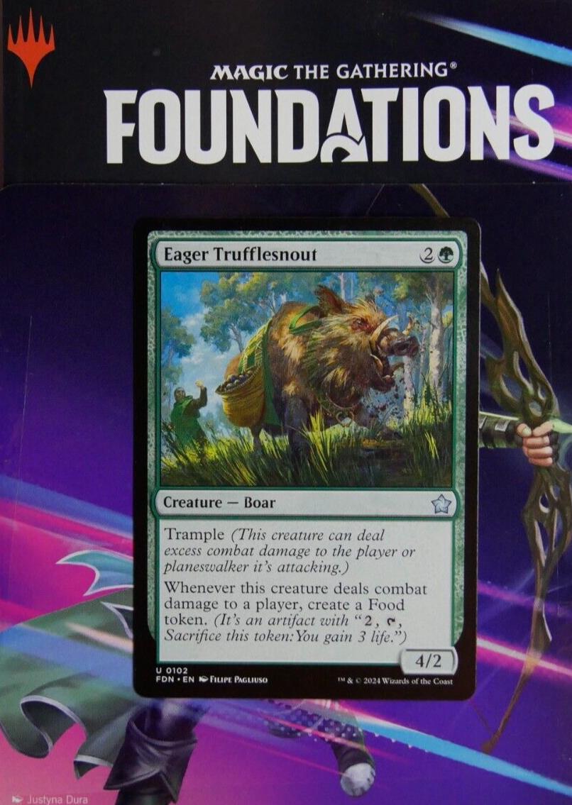 Eager Trufflesnout FDN 102 from Foundations. MTG Food creature card available from DM Vault Co.