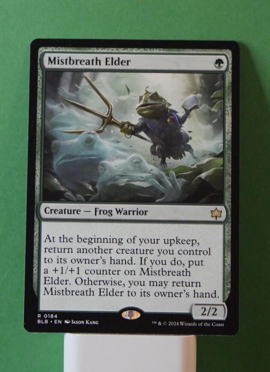 Mistbreath Elder BLB 184 Magic the Gathering Frog Warrior creature card.
