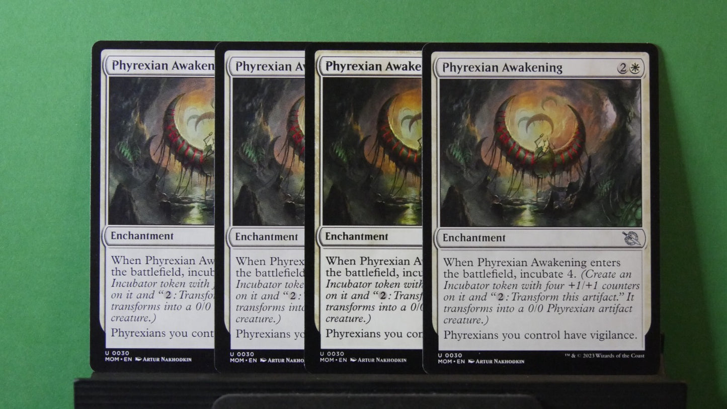 March of the Machine Phyrexian Awakening #30 playset featuring Phyrexian tribal and Incubate synergies.