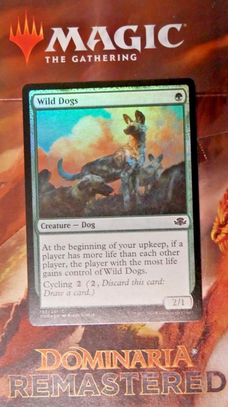 Wild Dogs MTG foil Dominaria Remastered cycling creature card aggressive green dog