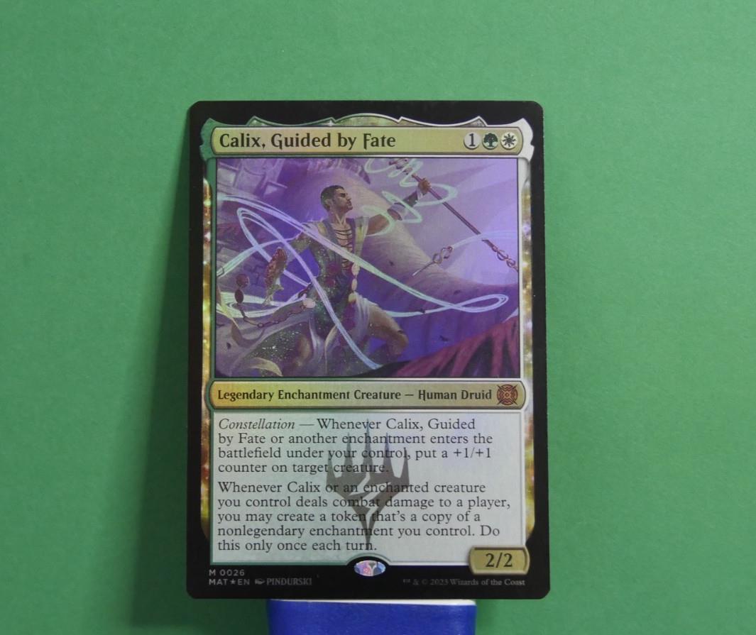 Calix, Guided by Fate Foil MTG card from March of the Machine: The Aftermath, Legendary Enchantment Creature 026.
