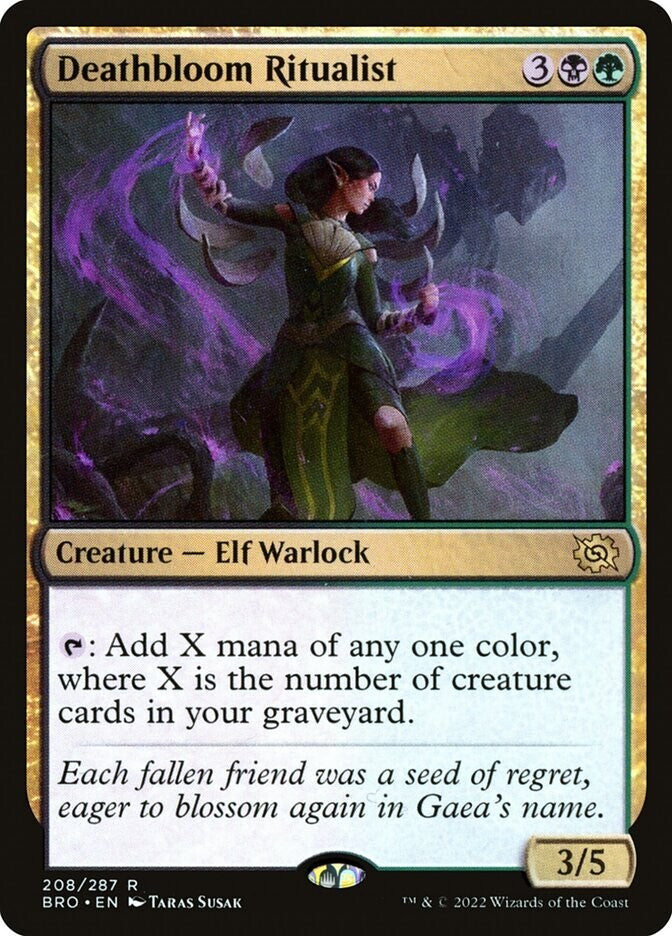 Deathbloom Ritualist — BRO Regular Rare Elf Warlock MTG card