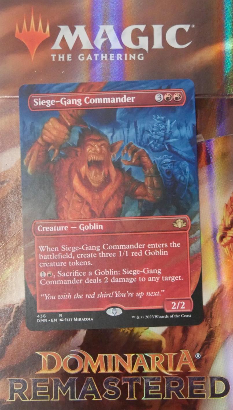 Siege-Gang Commander Extended Art Magic the Gathering Dominaria Remastered red Goblin card