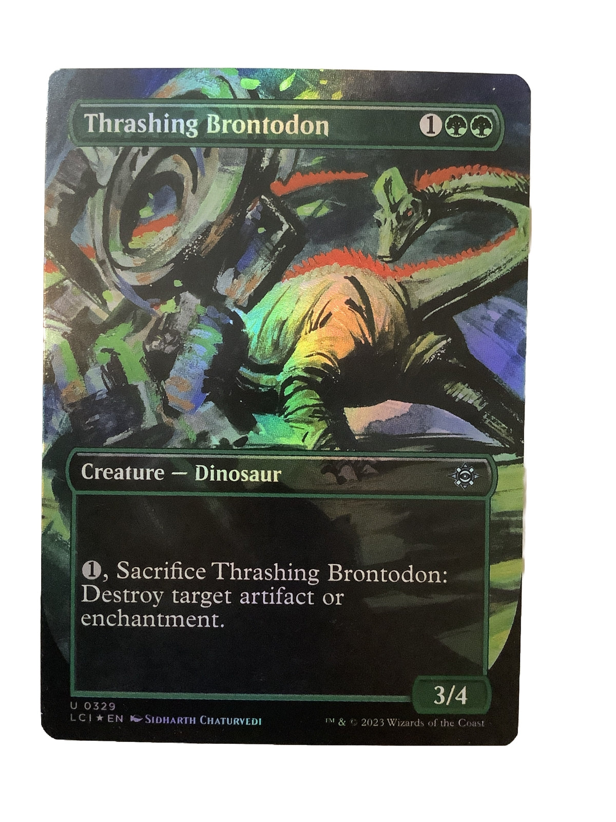 Thrashing Brontodon LCI #329 EA Foil MTG Card DM Vault Co