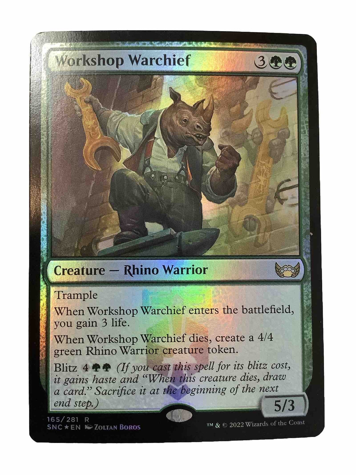 MTG SNC: Workshop Warchief (Creature Rhino Warrior) Regular Rare Foil 165/281