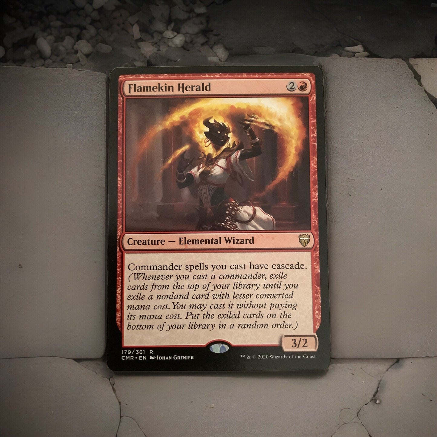 Flamekin Herald CMR 179 MTG elemental wizard commander cascade card