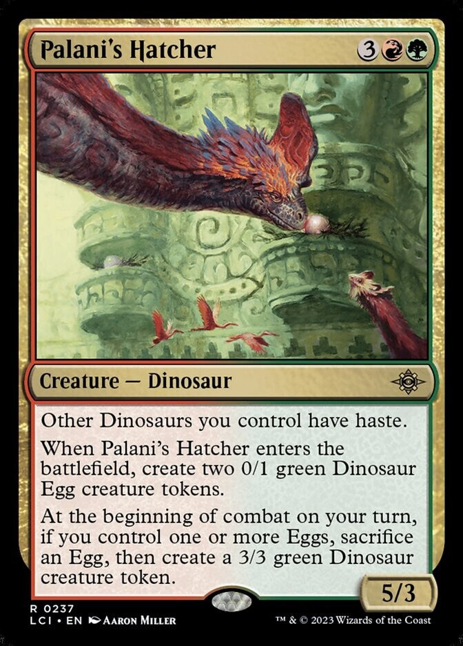 Palani's Hatcher — LCI Regular Rare Dinosaur MTG card