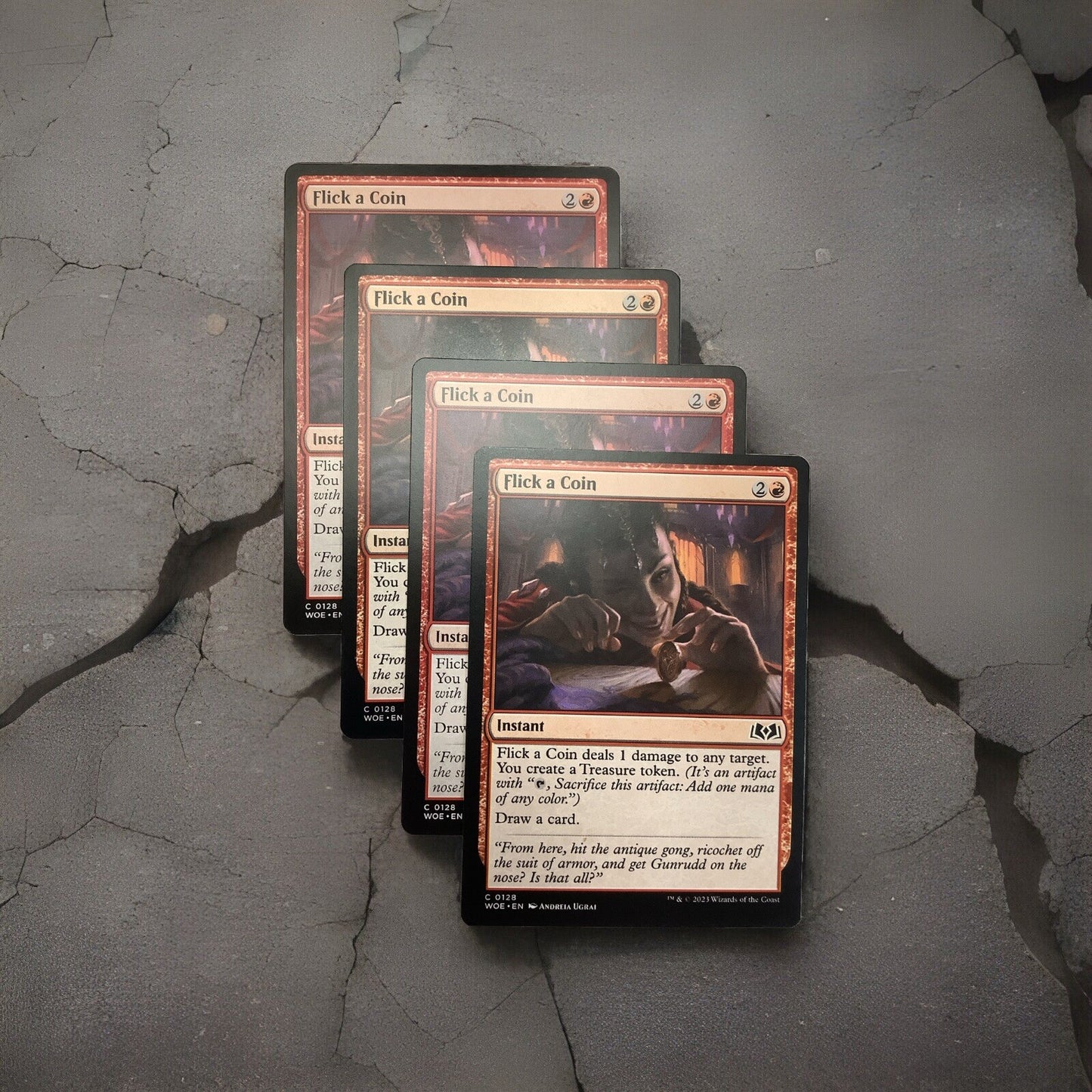 MTG WOE: X4 Flick A Coin (Instant) Regular Common 0128 Wilds Of Eldraine