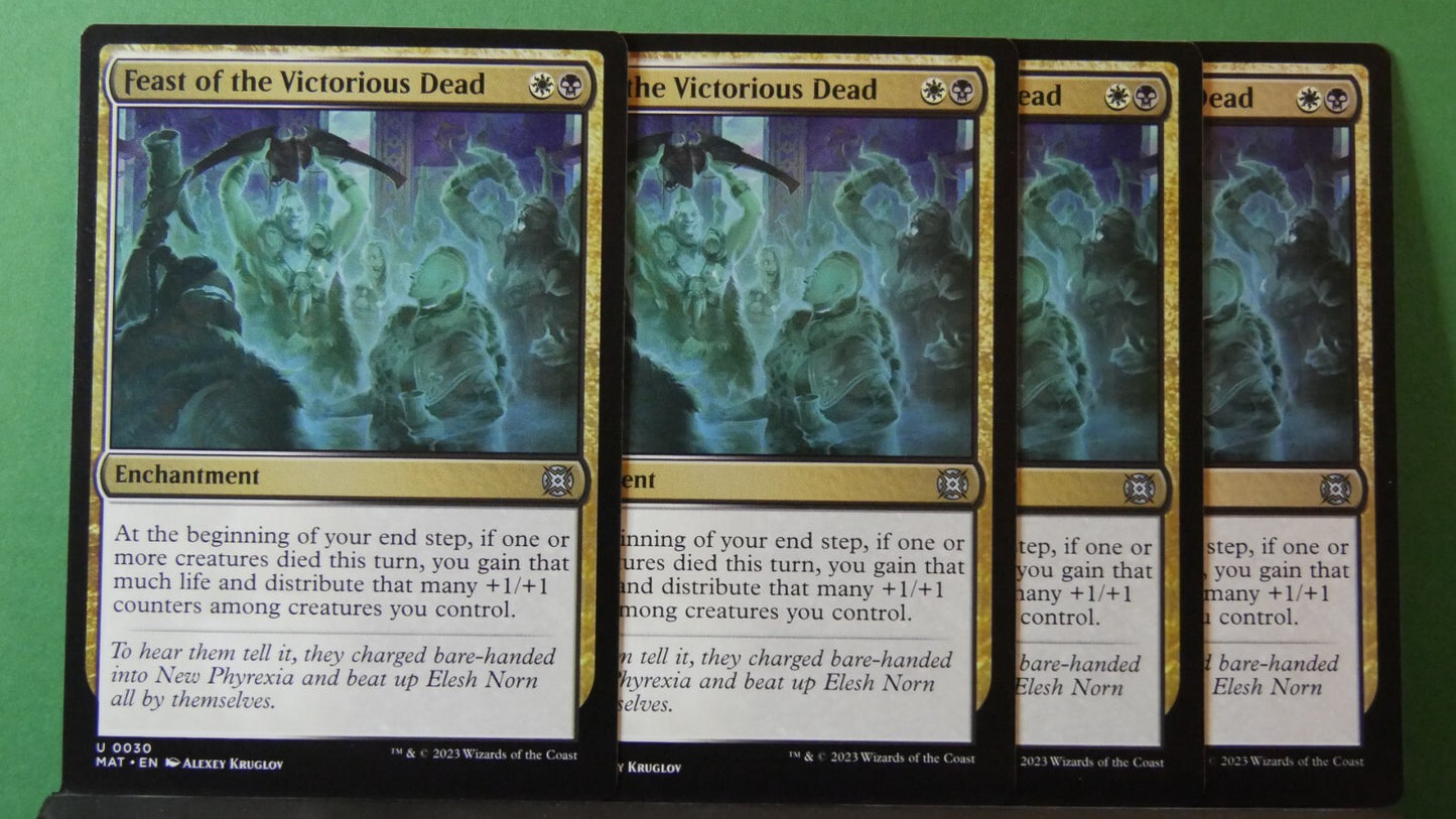 Shop 4 copies of Feast of the Victorious Dead MAT 30 MTG. Enchantment for Aristocrats, sacrifice, and death-trigger strategies. DM Vault Co.