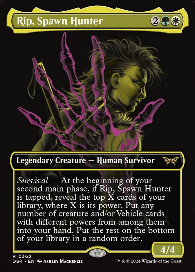 Rip, Spawn Hunter DSK 0362 showcase Magic the Gathering Legendary Human Survivor creature card.