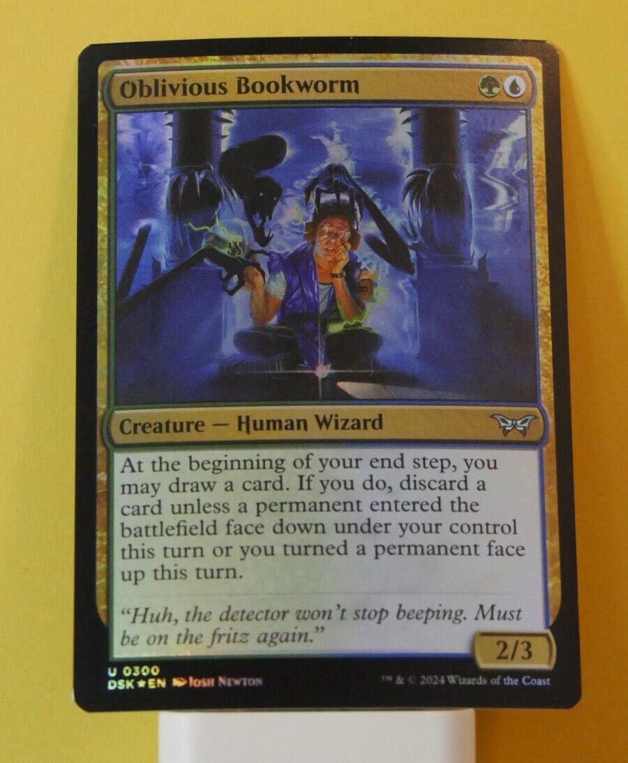 Oblivious Bookworm Uncommon Creature card from Duskmourn House of Horror Magic the Gathering