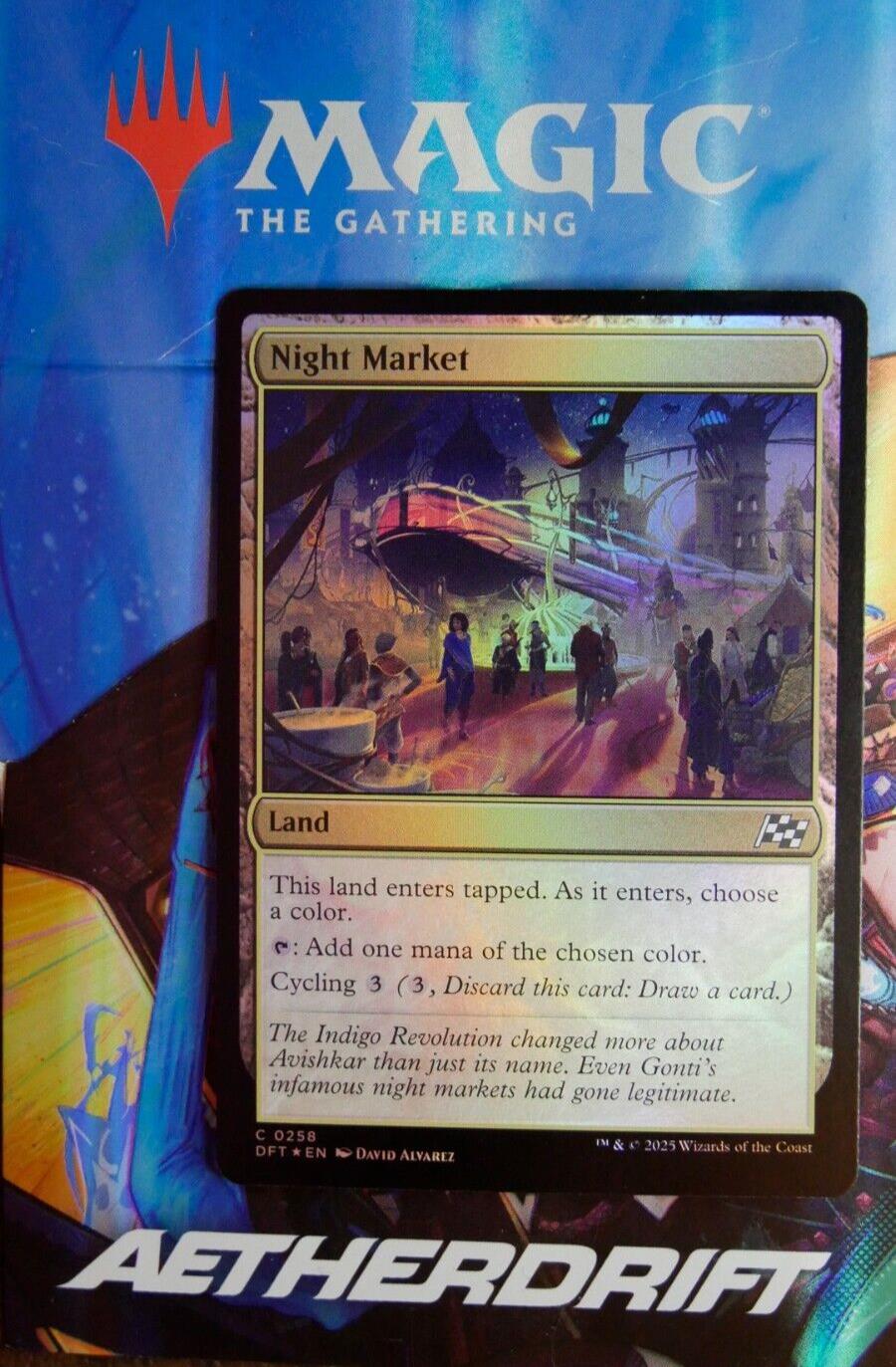 Night Market Foil DFT 258 MTG card. Mana-fixing land with cycling from Aetherdrift.