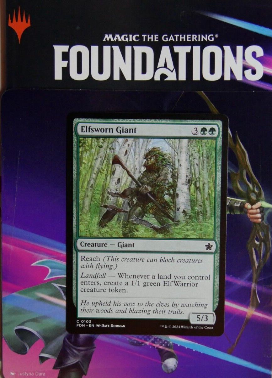 Elfsworn Giant regular finish MTG Foundations 103 landfall token creature card from DM Vault Co