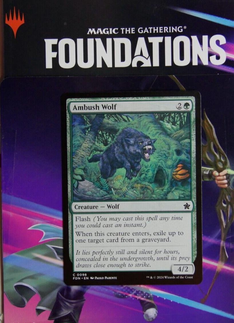 Ambush Wolf regular finish MTG card from FDN 0098 by DM Vault Co
