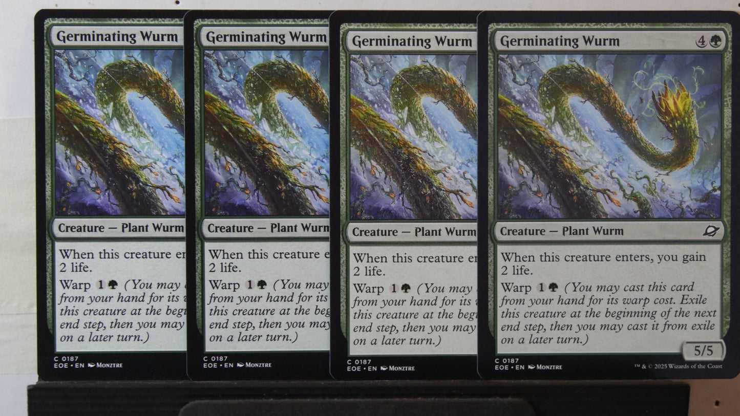 Magic: The Gathering card Germinating Wurm from Edge of Eternities, EOE 0187.