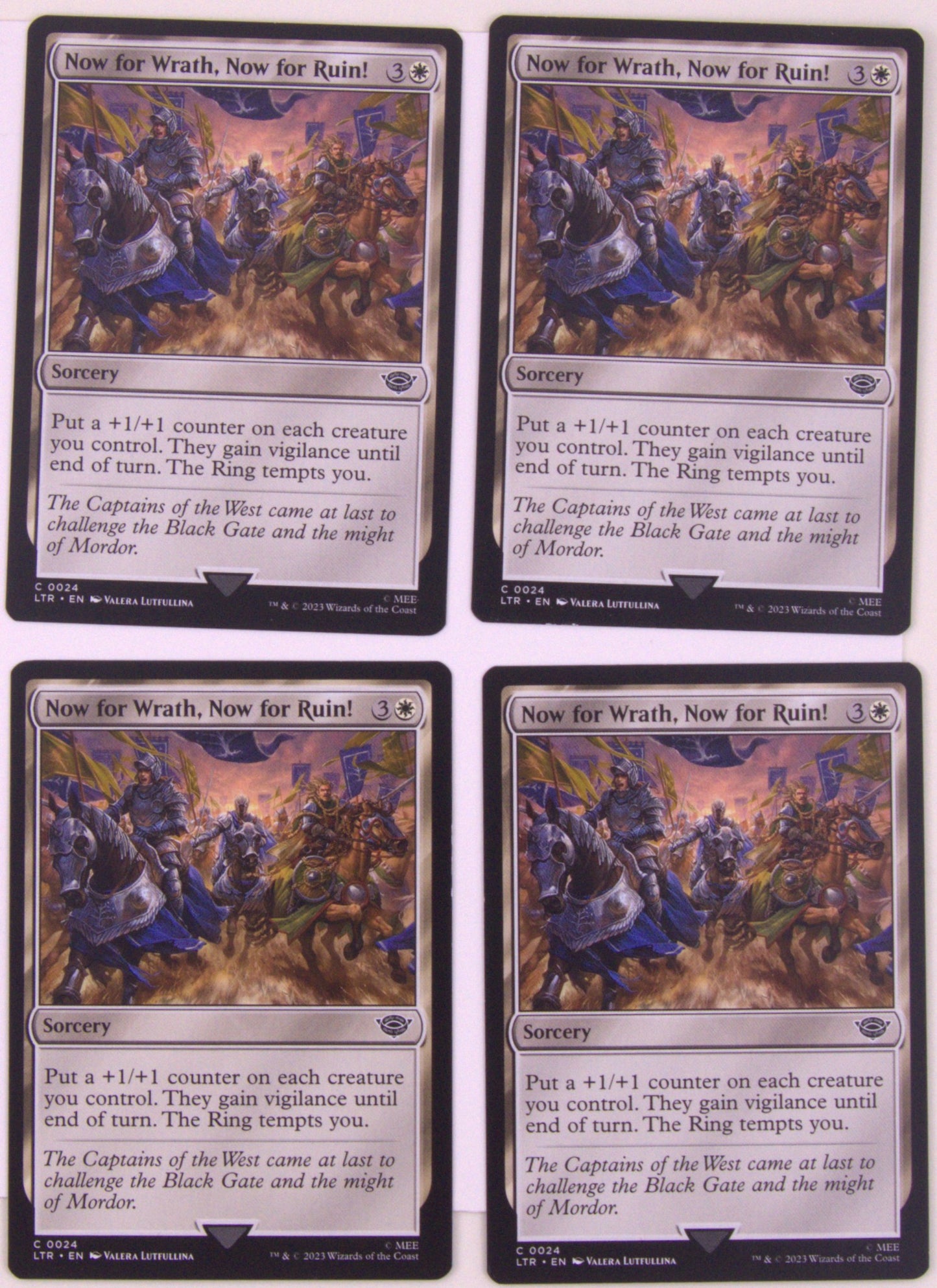 Now for Wrath Now for Ruin x4 regular finish from LOTR MTG LTR 0024 card lot by DM Vault Co