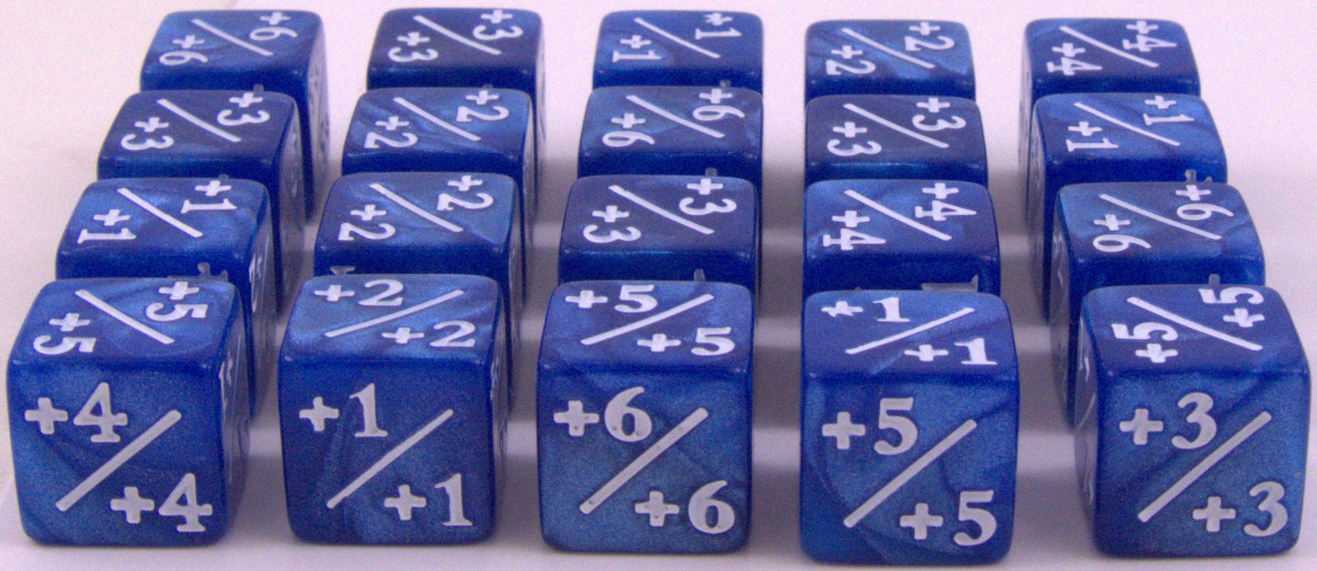 MTG +1/+1 Counter Dice 20pc Blue Pearl D6 Commander Token Set
