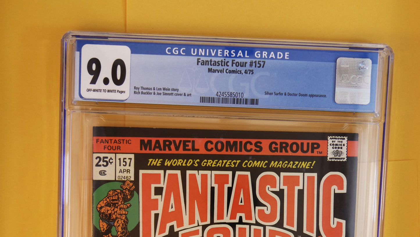 Fantastic Four #157 (Marvel Comics April 1975) Silver Surfer/Doctor Doom CGC 9.0