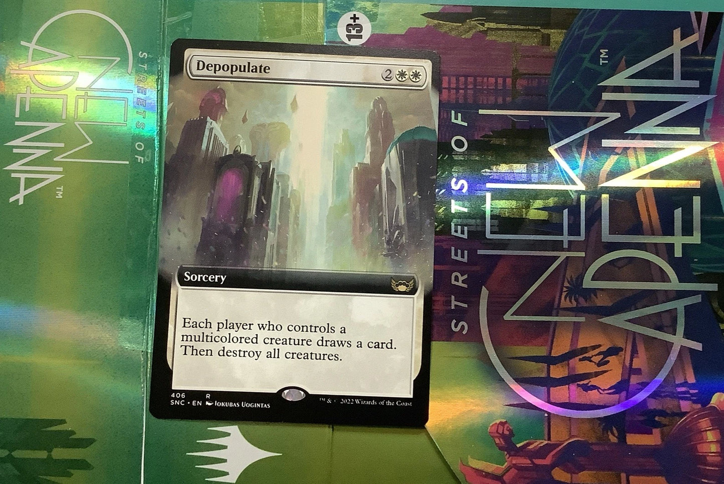 MTG SNC: Depopulate (Extended Art) Streets of New Capenna Regular Rare 406