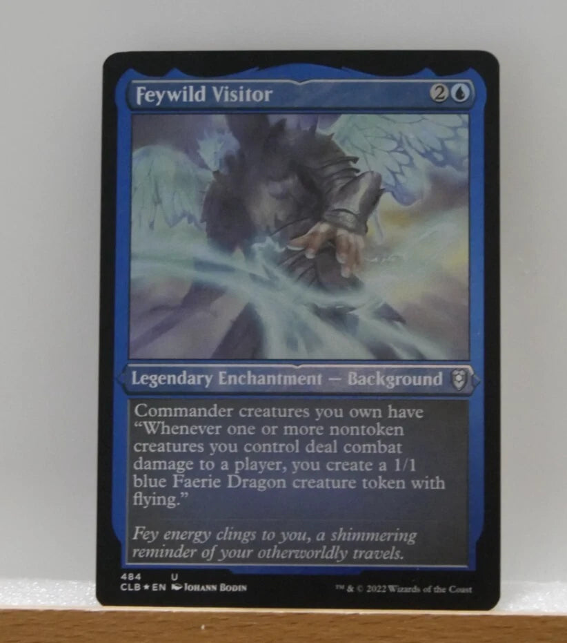 Feywild Visitor etched foil finish CLB 444 MTG Background enchantment