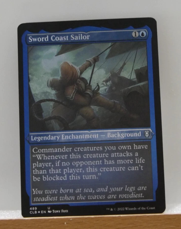 Sword Coast Sailor etched foil MTG card from Commander Legends Battle for Baldur's Gate featuring commander evasion and Voltron synergy. DM Vault Co.