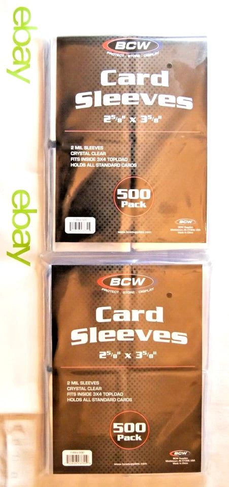 1000 Sleeves (2 Packs 500 Each) BCW Standard Penny Sleeves 2 Mil Poly Acid Free