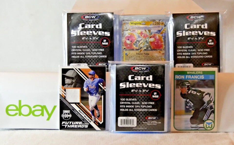 BCW Standard Card Sleeves - 2-5/8" x 3-5/8" - 3 Packs (300 Total) 2 Mil Poly