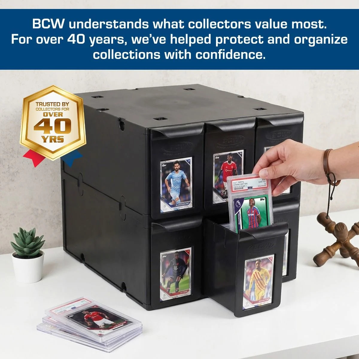 BCW 6 Drawer Card Catalog Black Holds 6900 Gaming or 4200 Sports Cards