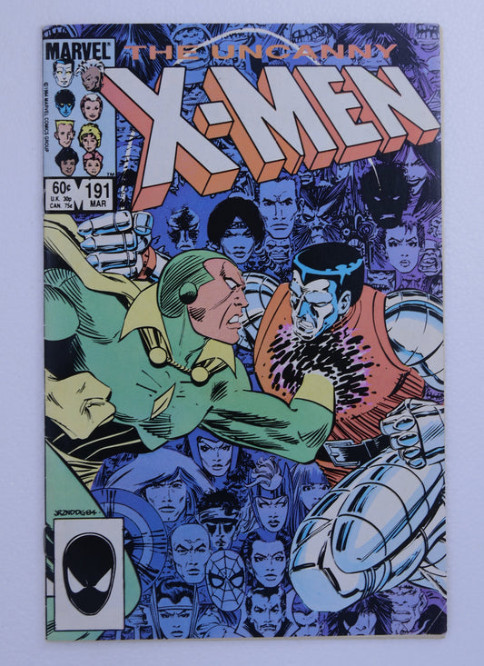 The Uncanny X-Men #191 (1985) Direct Edition cover with Colossus battling VisionA
