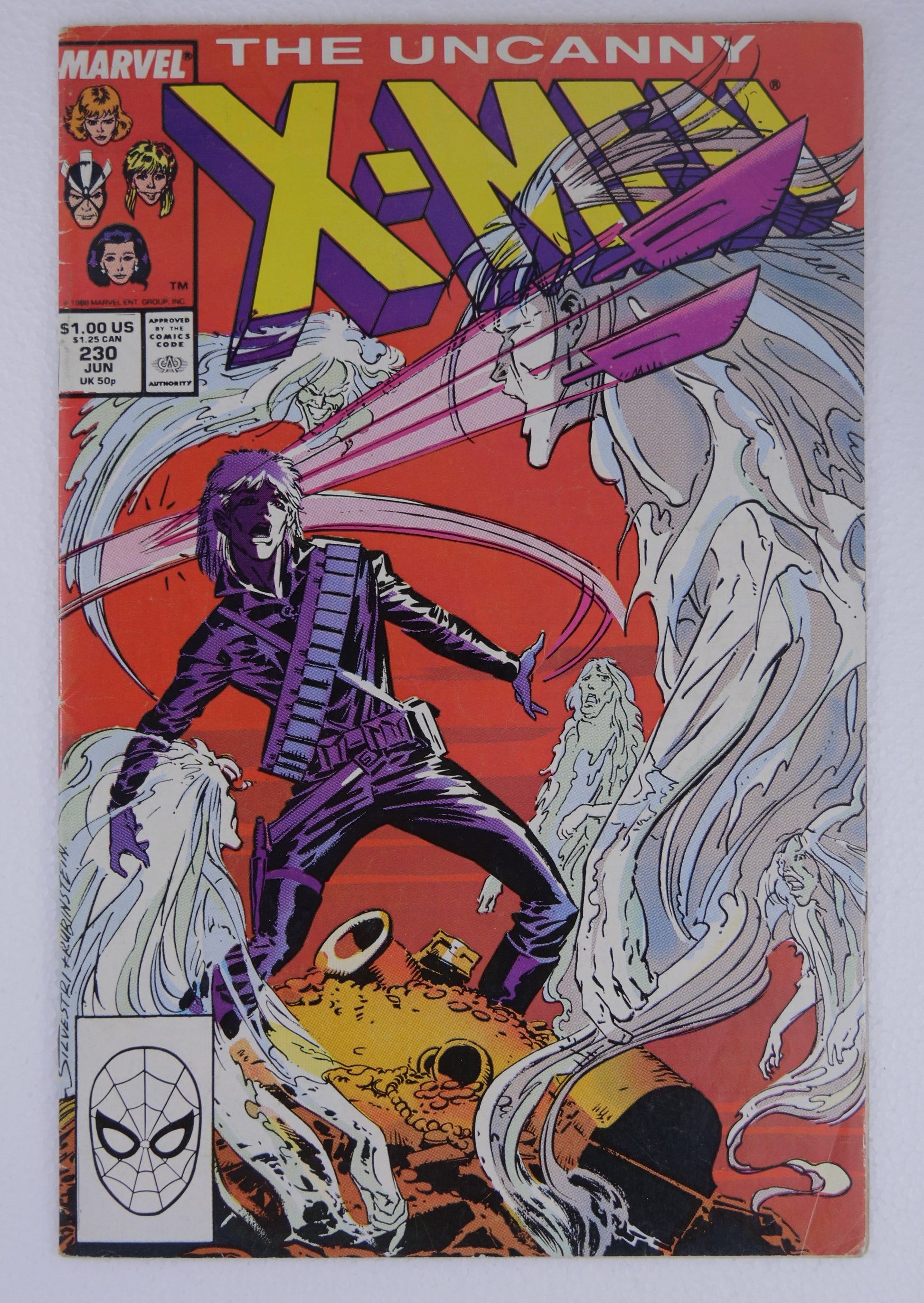 Uncanny X-Men #230 (1988) Direct Edition comic book from Marvel Comics featuring Longshot and the X-Men.
