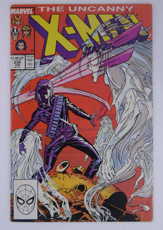 Uncanny X-Men #230 (1988) Direct Edition comic book from Marvel Comics featuring Longshot and the X-Men.
