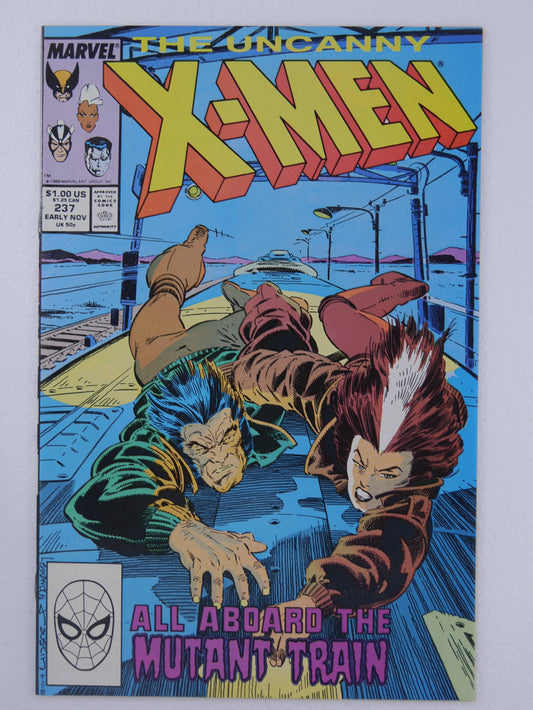 Uncanny X-Men #237 (1988) Direct Edition comic book featuring Wolverine, Rogue, and Longshot.
